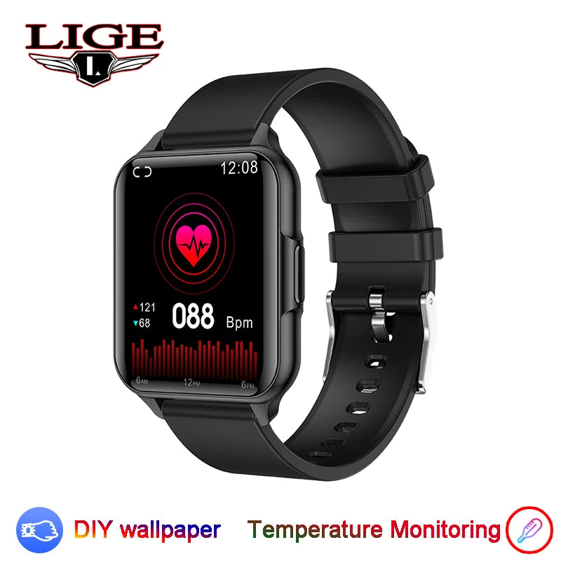 Leftbee Smartwatch LIGE Smartwatch Body Temperature Monitoring IP68 Waterproof Watch Hear ...
